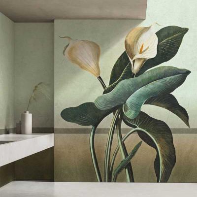 Papier peint fleur gante panoramique salle de bains Embrace