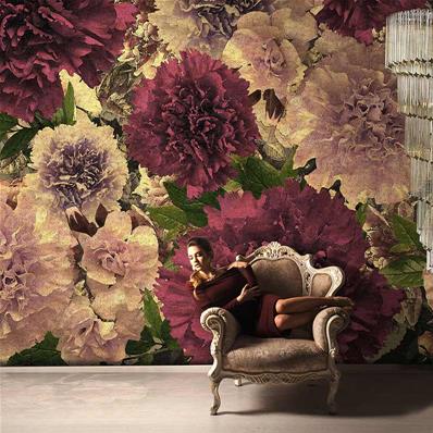 Papier peint luxe fleurs gantes L'oro Di Lul