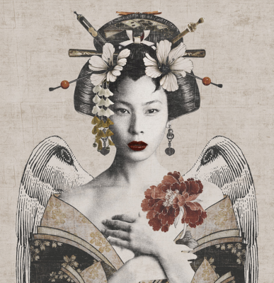 Papier peint panoramique portrait de Geisha Re-Edition