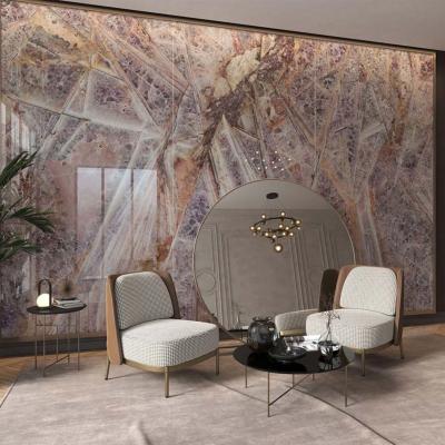 Panneau dcoratif mural salon aspect marbre rose Cedar